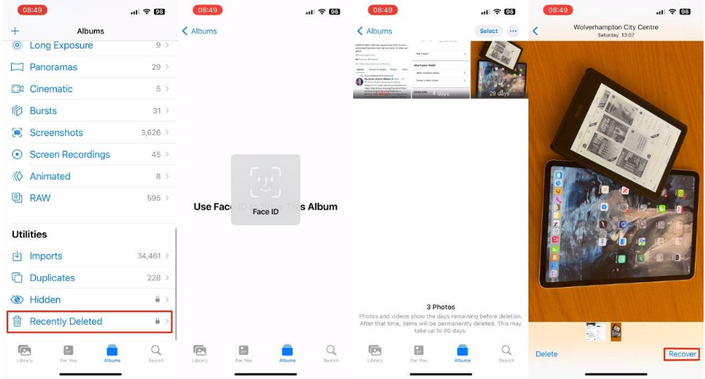 南城街道苹果14维修分享 iPhone14 上恢复已删除的照片 