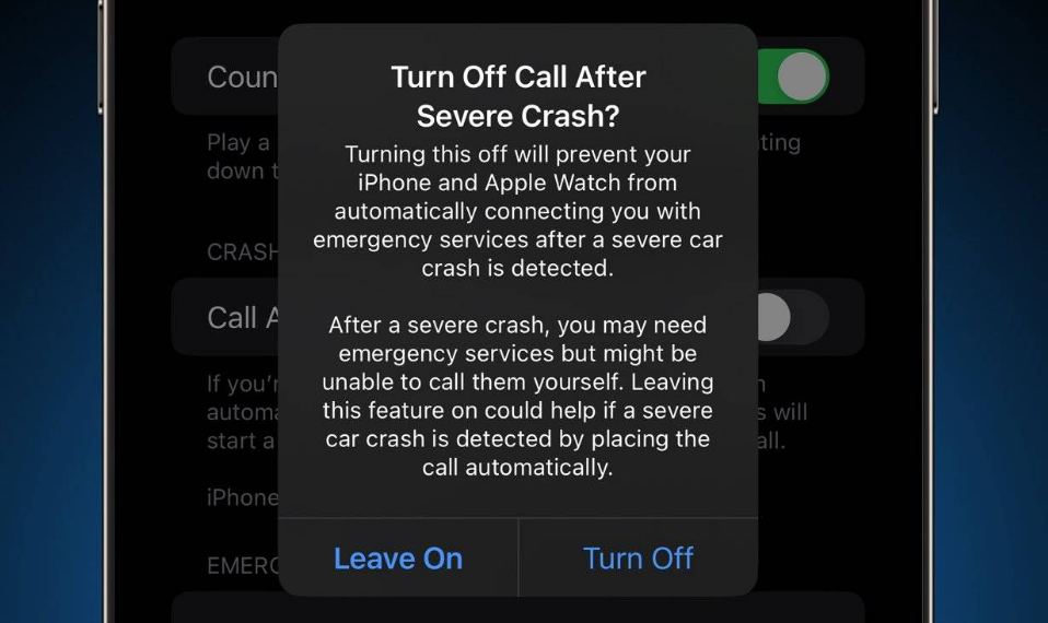南城街道苹果14维修分享 iPhone 14 和 Apple Watch 上关闭崩溃检测 
